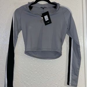 Grey active long sleeve crop top
